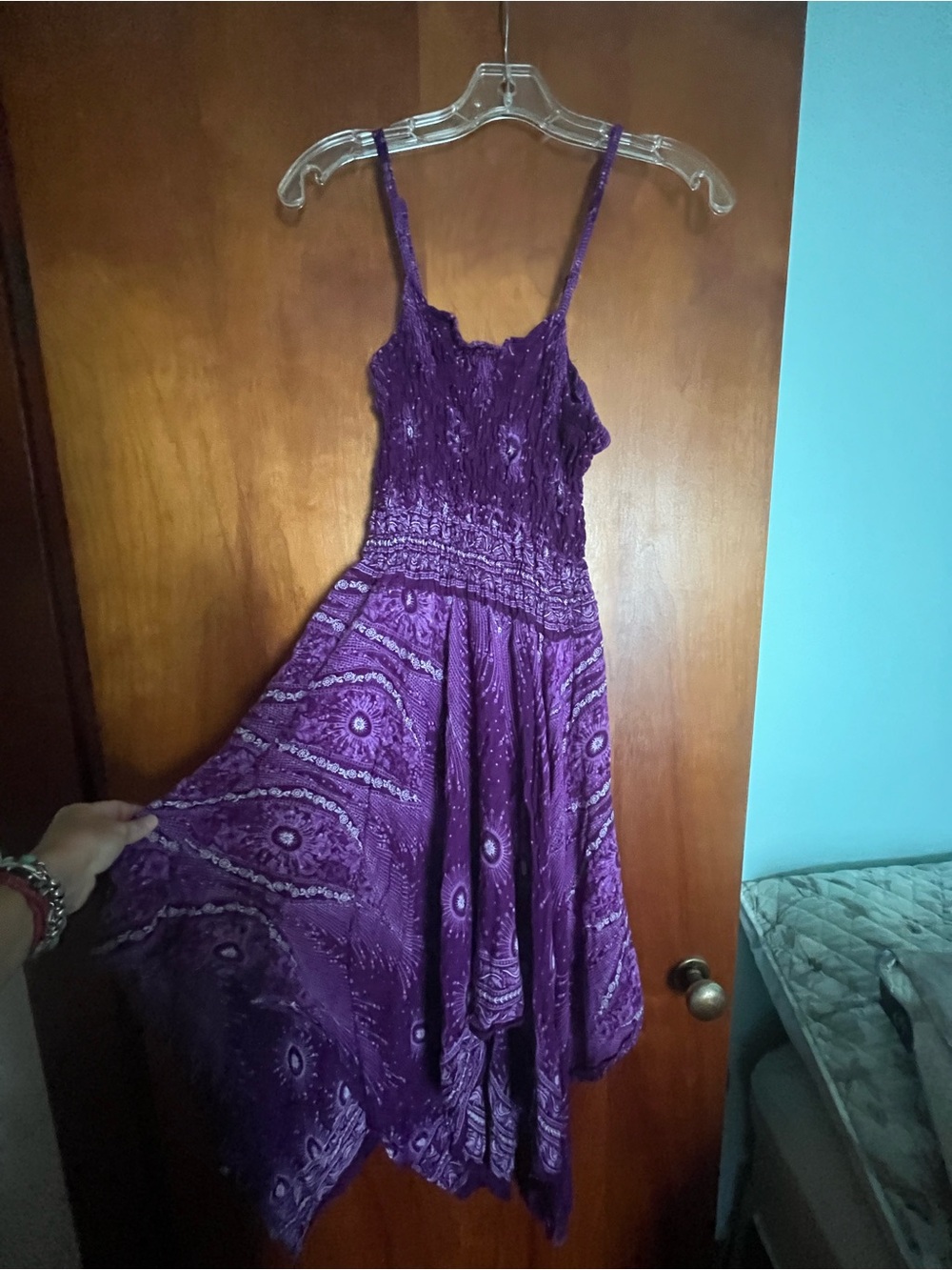 Purple Sleeveless Boho Midi Dress